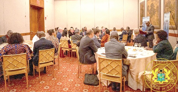 President Akufo-Addo speaking at the event organised by the Konrad Adenauer Foundation in New York, USA
